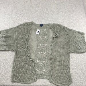 Women's Open Knit Cardigan Sweater - Green Daytrip woman’s medium